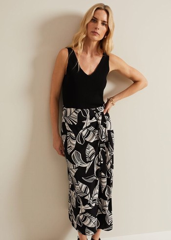 Phase Eight Ayana Printed Skirts Black/White Canada | EWCTXV-179